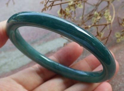 Certified Icy Blue Water Burma 100% Natural A JADE Jadeite Circle Bangle Bracelet 58 mm 手镯 633770  TN