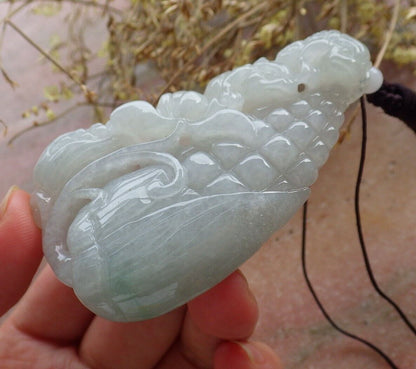 Certified Icy Green Burma 100% Natural A Jade jadeite Pendant Frog Toad Maize Lotus Flower Coin Necklace 招财蟾 575141 TN
