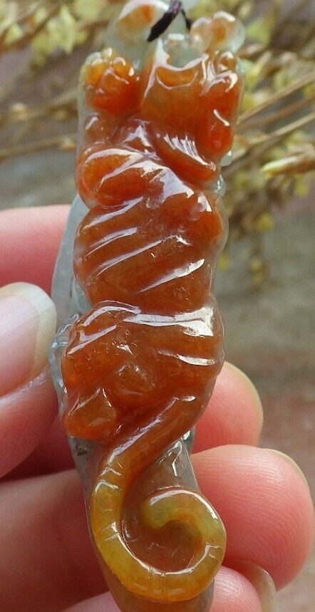 Certified Red Green Burma 100% Natural A Jade jadeite Pendant Tiger Yuan Bao Necklace 虎虎生威 575613 TN