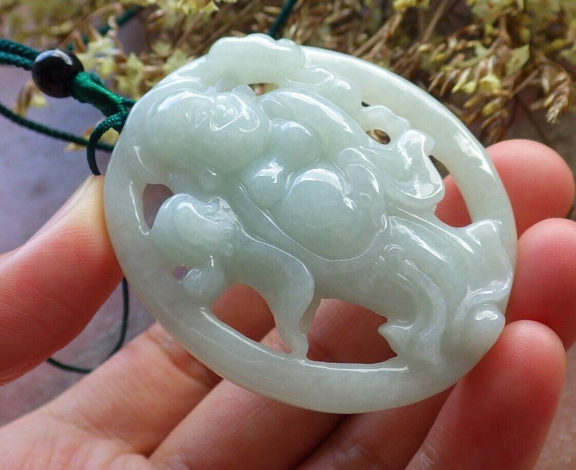 Certified Green 100% Natural A Jade jadeite pendant Happy Buddha God Ruyi Necklace 开心佛 524296  TN
