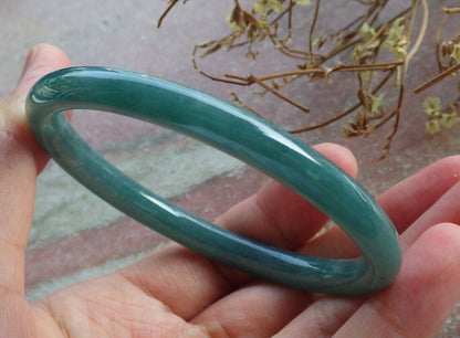 Certified Icy Blue Water Burma 100% Natural A JADE Jadeite Circle Bangle Bracelet 59 mm 手镯 633779  TN