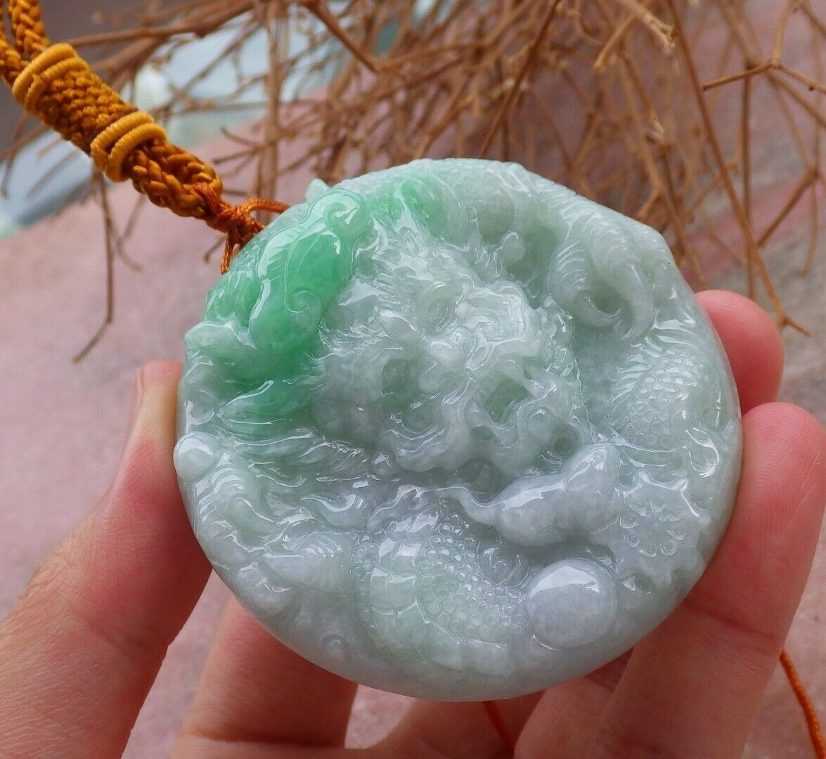 Certified Green 100% Natural A Jade jadeite Pendant Dragon Mouse Rat Lotus Flower Ruyi Necklace 望子成龙 520818  TN