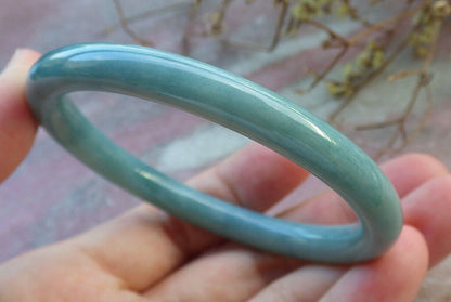 Atestita Verda Birmo 100% Natura A JADE Jadeita Ronda Brakringo 56 mm 手镯 633146 TN