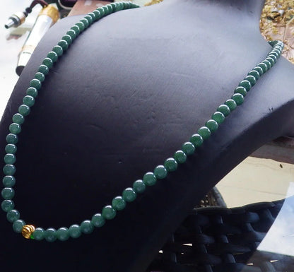 Certified Icy Green Burma 100% Natural A JADE Jadeite Bead Beads Necklace 27 inches 项链 616813  TN