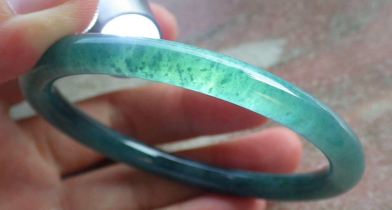 Certified Icy Blue Water Burma 100% Natural A JADE Jadeite Circle Bangle Bracelet 57 mm 手镯 633681  TN