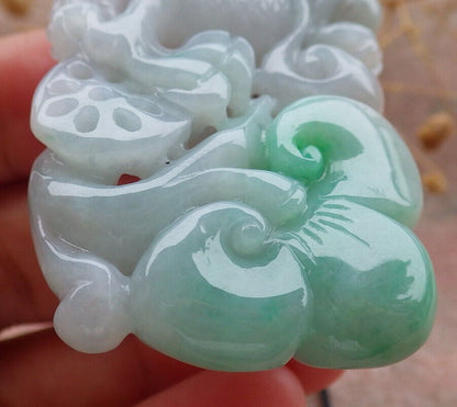 Certified Green Burma 100% Natural A Jade jadeite Pendant Dragon Ruyi Necklace 生意兴隆 636707  TN