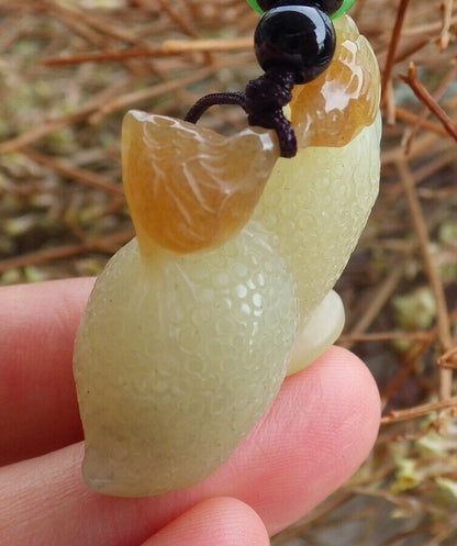 Certified Chinese 100% Natural Hetian Nephrite Jade pendant Mandarin Duck Peach Necklace 鸳鸯 524254  TN