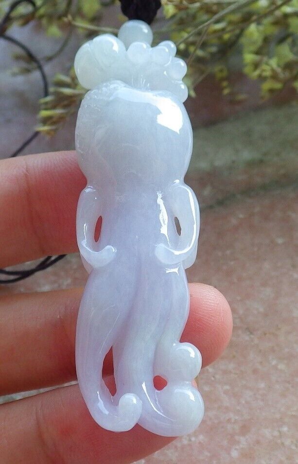 Certified Lavender Burma 100% Natural A Jade jadeite Pendant Beetle Ginseng Necklace 574380 TN