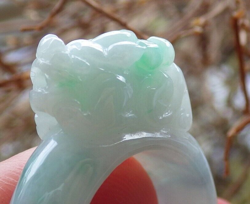 Certified Green 100% Natural A JADE Jadeite Dragon Pi Xiu RING USA. 8.5 戒指 523774 TN