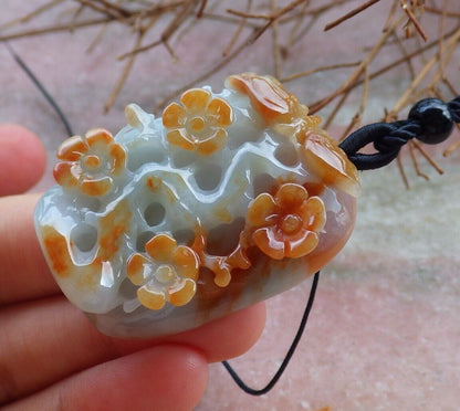 Certified Red 100% Natural A Jade jadeite Pendant Butterfly Flower Necklace 蝴蝶 花开富贵 528979  TN
