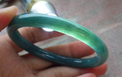 Certified Icy Green Burma 100% Natural A JADE Jadeite Circle Bangle Bracelet 57 mm 手镯 636486  TN