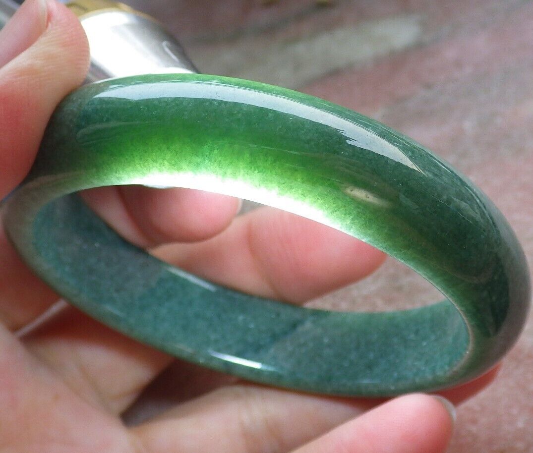 Certified Green Burma 100% Natural A JADE Jadeite Bangle Bracelet 56 mm 手镯 574668 TN