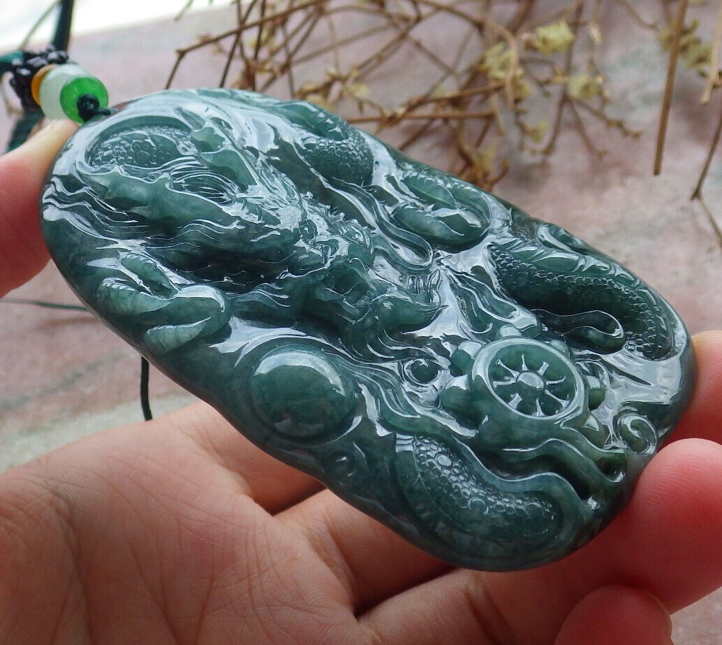 Atestita Glacia Verda Birmo 100% Natura A Jadejadeito Penda Drako-Perlo-Koliero 生意兴隆 634370 TN