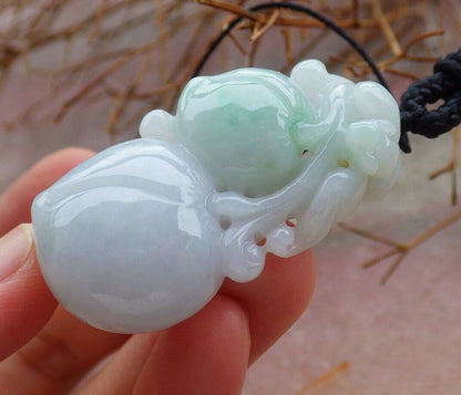 Certified Green 100% Natural A Jade jadeite Pendant Bat Peach Necklace 蝙蝠 528196  TN