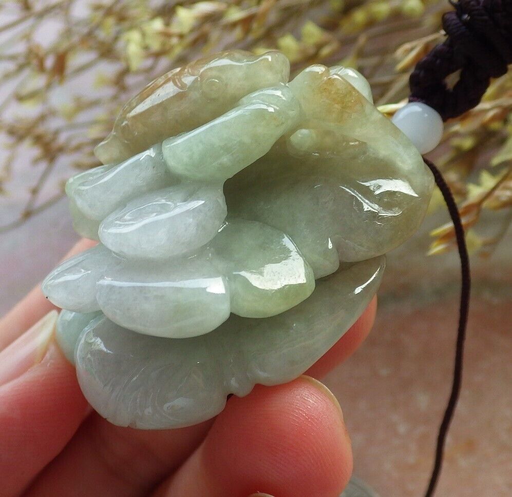 Certified Red Green Burma 100% Natural A Jade jadeite pendant Crab Ruyi Coin Necklace 八方来财 575409 TN