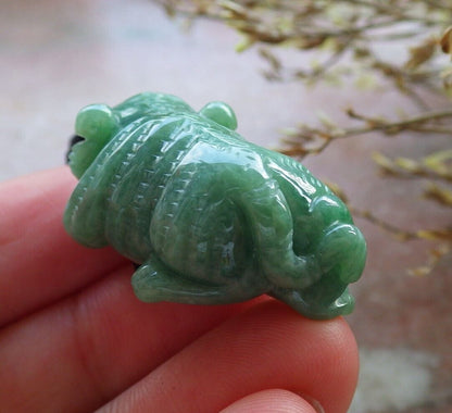 Certified Icy Green Burma 100% Natural A Jade jadeite Pendant Tiger Bead 虎虎生威 574777 TN