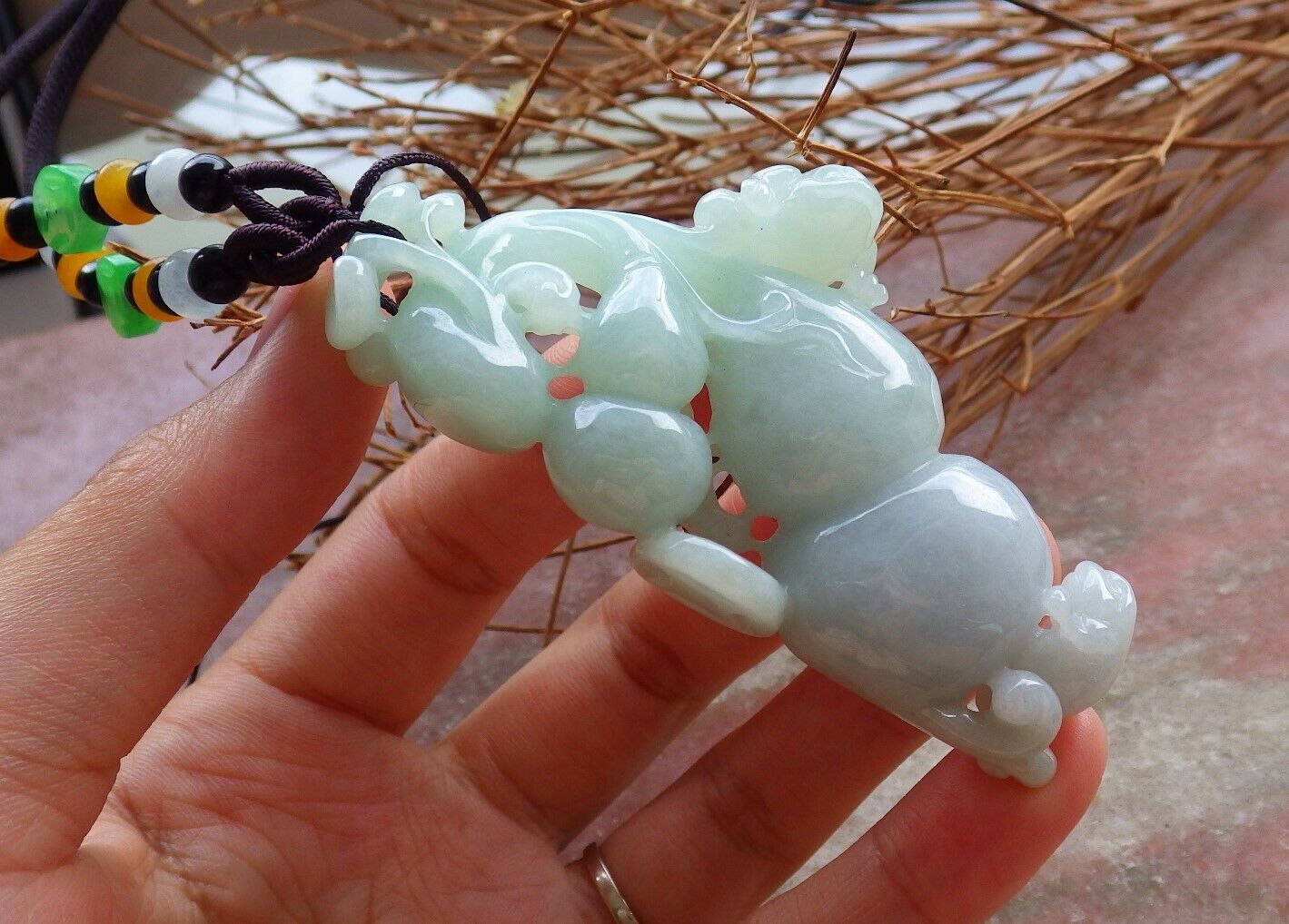 Certified Green 100% Natural A Jade jadeite Pendant Frog Toad Gourd Coin Ruyi Necklace 526364  TN