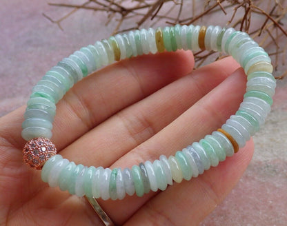 Certified Green Yellow Burma 100% Natural A JADE Jadeite Bead Beads Bangle Circle Bracelet 529470  TN