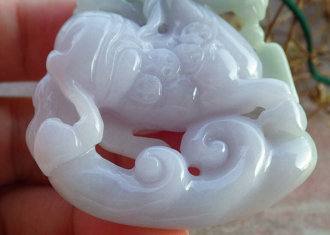 Certified Green Lavender Burma 100% Natural A Jade jadeite Pendant Horse Coin Ruyi Necklace 马到功成 634145  TN