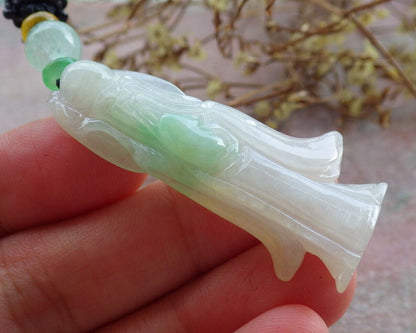 Certified Green Burma 100% Natural A Jade jadeite Pendant Longevity God Dragon Peach Necklace 寿星公 633328  TN