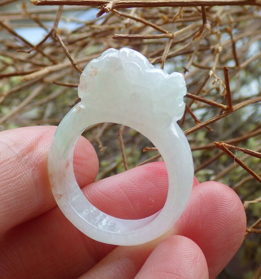 Certified Icy Green Red  100% Natural A JADE Jadeite Dragon Pi Xiu RING USA. 9.5 戒指 523755  TN