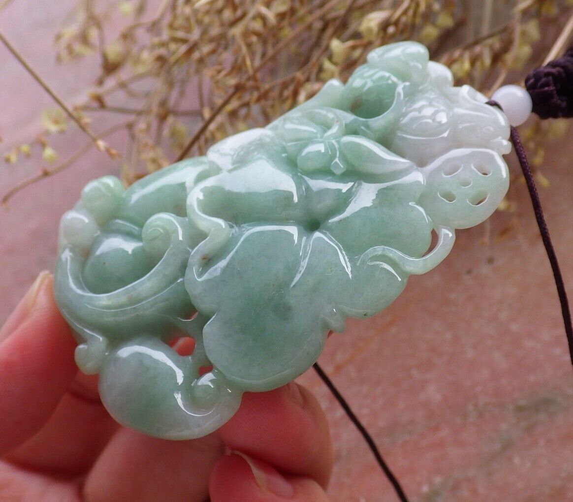 Certified Green Burma 100% Natural A Jade jadeite Pendant Mandarin Duck Phoenix Lotus Flower Coin Necklace 鸳鸯 575098 TN