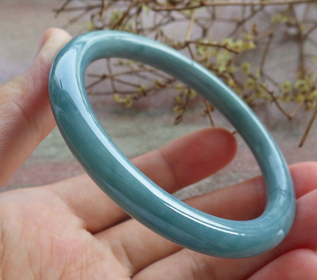 Certified Green Burma 100% Natural A JADE Jadeite Circle Bangle Bracelet 56 mm 手镯 633518  TN