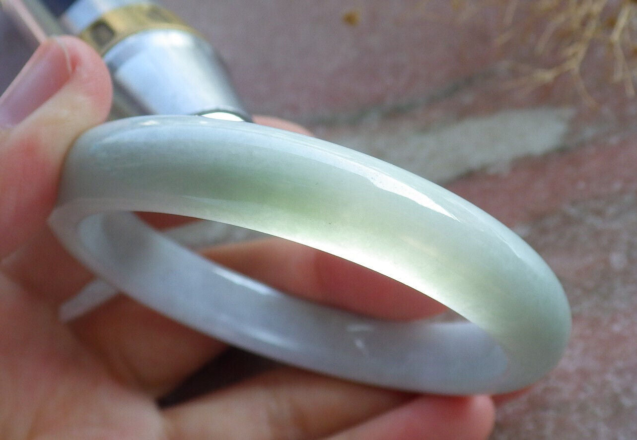 Certified Green Pale Lavender Burma 100% Natural A JADE Jadeite Bangle Bracelet 56 mm 手镯 635744  TN