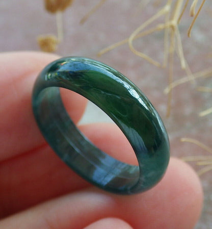 Certified Icy Green Burma 100% Natural A JADE Jadeite Circle RING USA. 6.25 戒指 635808  TN