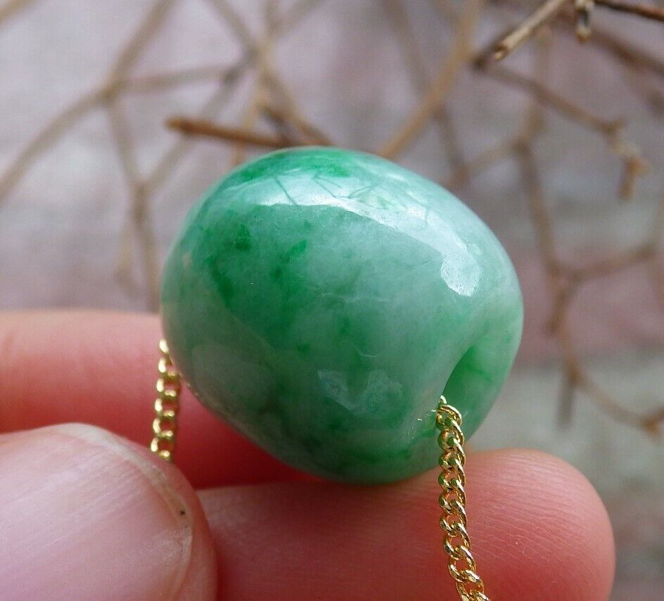 Certified Green 100% Natural A Jade Circle Bead Donut Necklace 路路通 528430  TN