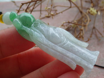 Certified Green Burma 100% Natural A Jade jadeite Pendant Longevity God Peach Necklace 寿星公 635522  TN