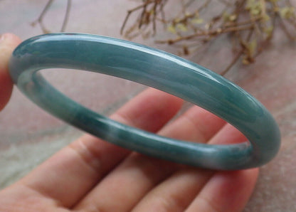 Certified Icy Green Burma 100% Natural A JADE Jadeite Circle Bangle Bracelet 58 mm 手镯 634341  TN
