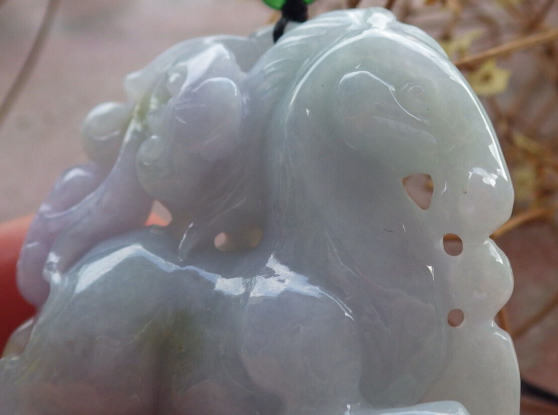 Certified Green Lavender Burma 100% Natural A Jade jadeite Pendant Horse Ruyi Necklace 马到功成 634117  TN