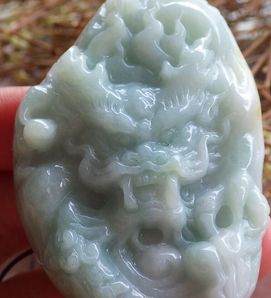 Certified Green 100% Natural A Jade jadeite Pendant Dragon Bead Necklace 生意兴隆 524694  TN
