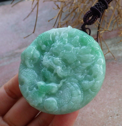 Certified Green 100% Natural A Jade jadeite Pendant Dragon Bead Mouse Rat Necklace 望子成龙 521087  TN