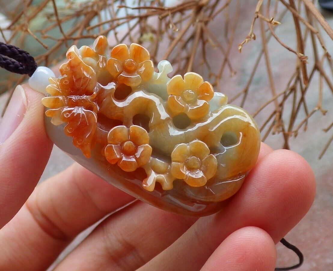 Atestita Ruĝa Birmo Natura A Jado-jadeita pendanta Papilia Floro 蝴蝶 526078 TN