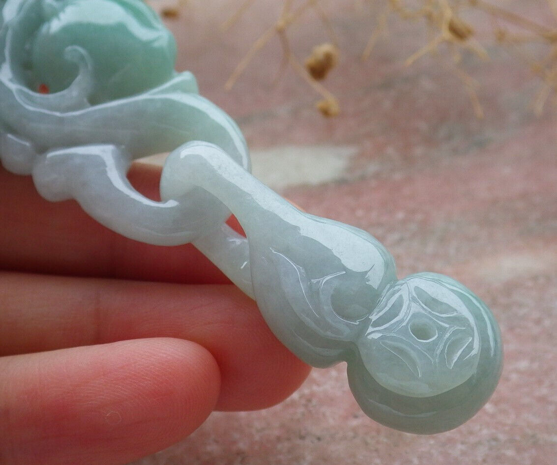 Certified Green Burma 100% Natural A Jade jadeite Pendant Deer Flower Peach Gourd Coin Necklace W Ring 梅花鹿 636653  TN