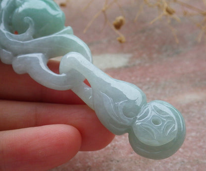 Certified Green Burma 100% Natural A Jade jadeite Pendant Deer Flower Peach Gourd Coin Necklace W Ring 梅花鹿 636653  TN
