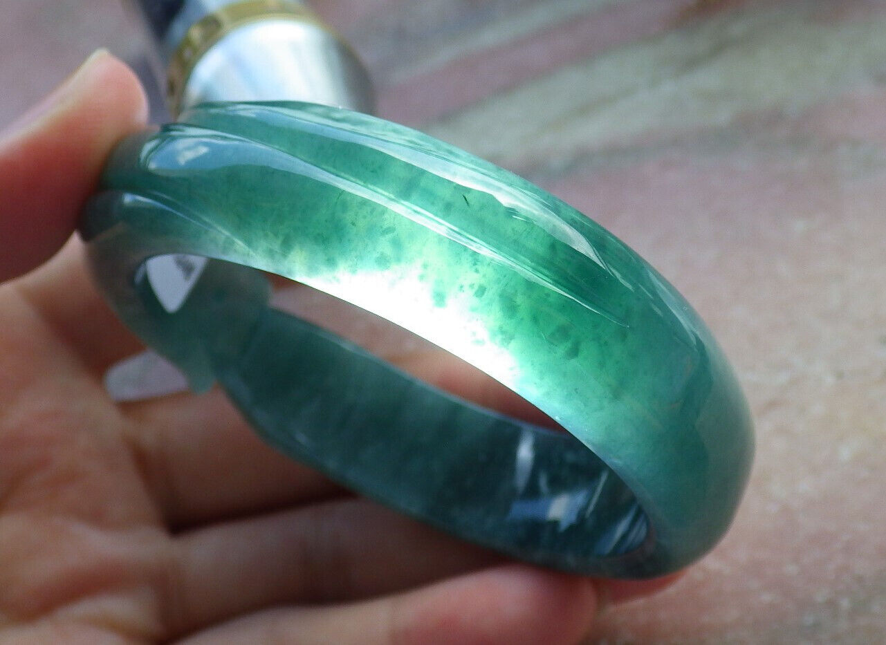 Certified Icy Green Burma 100% Natural A JADE Jadeite  Fox Bangle Bracelet 53 mm 手镯 632722  TN
