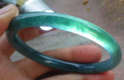Certified Icy Green Burma 100% Natural A JADE Jadeite Circle Bangle Bracelet 59 mm 手镯 636446  TN