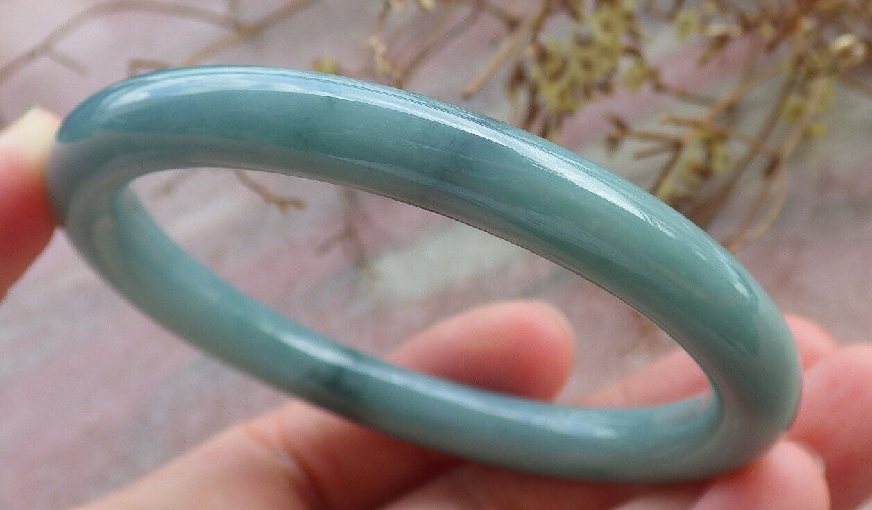 Atestita Verda Birmo 100% Natura A JADE Jadeita Ronda Brakringo 55,7 mm 手镯 632745 TN