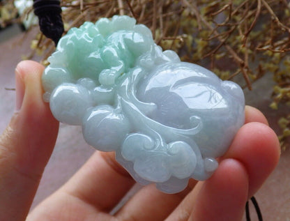 Certified Green Pale Lavender 100% Natural A Jade jadeite Pendant Dragon Pi Xiu Bat Peach Ruyi Money Coin Necklace 风水貔貅 528788  TN