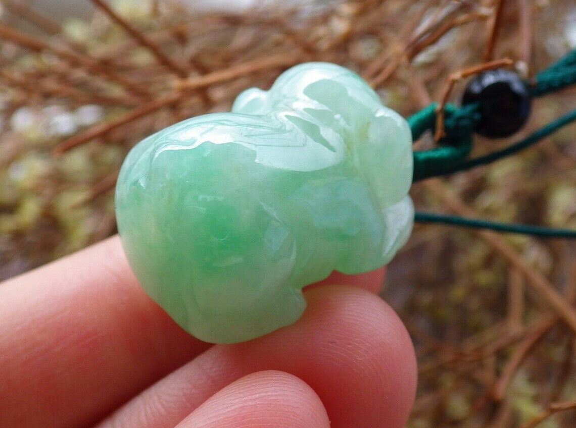 Certified Green 100% Natural A Jade jadeite Pendant Zodiac Pig Boar Money Coin 发财猪 525120  TN