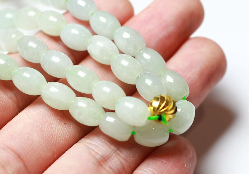 Certified Green 100% Natural A JADE Jadeite Bead beads Circle Necklace 26 inches 项链 509236  TN