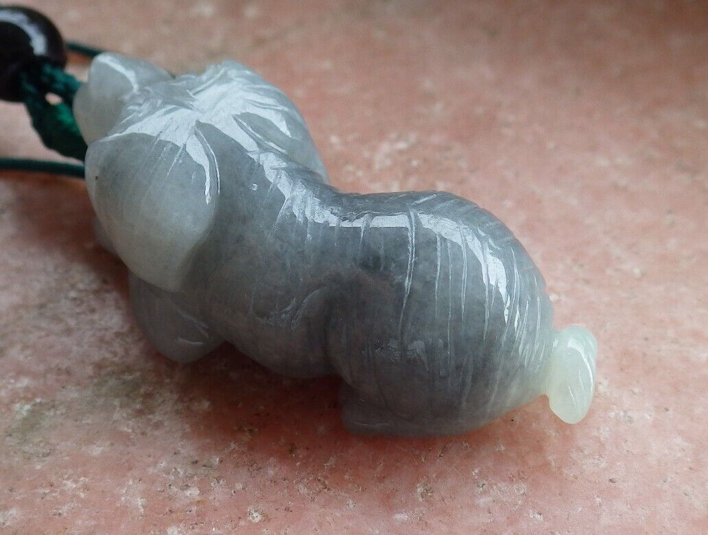 Certified Green Black 100% Natural A Jade jadeite Pendant Zodiac Dog Necklace 发财狗 524241  TN