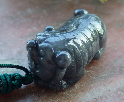 Certified Black 100% Natural A Jade jadeite pendant Tiger Necklace 虎虎生威 525462  TN