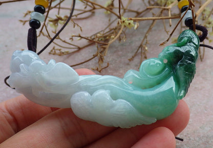 Certified Green Burma 100% Natural A Jade jadeite Pendant Phoenix Bird Flower Necklace 鸟语花香 635267  TN