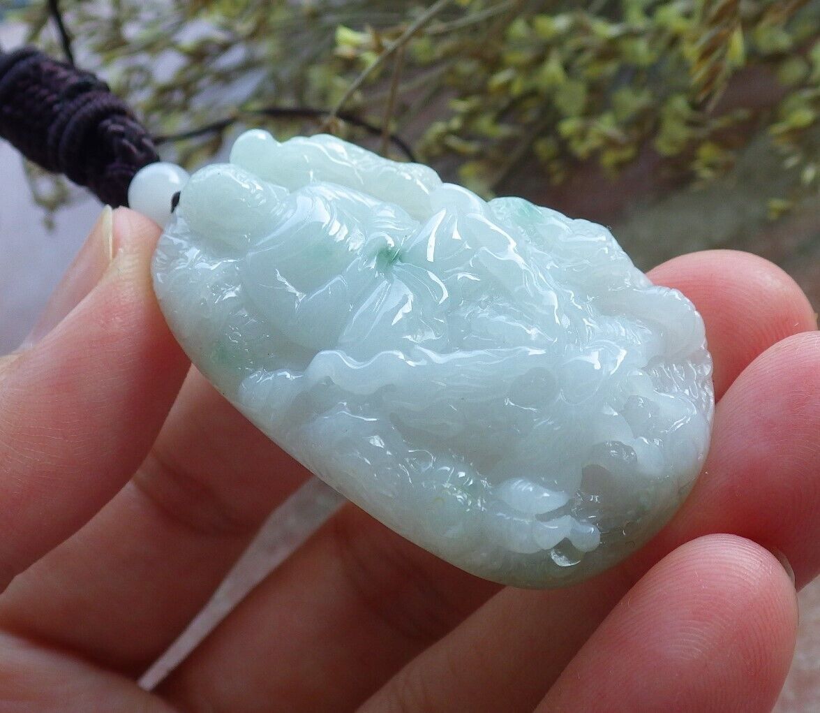 Certified Green Burma 100% Natural A Jade jadeite Pendant Sakyamuni Buddha God 5 Dragon Necklace 574365 TN