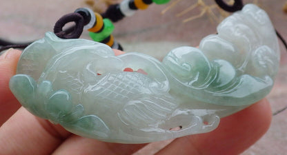 Certified Green Burma 100% Natural A Jade jadeite Pendant Phoenix Lotus Flower Coin Necklace 凤凰 636616  TN