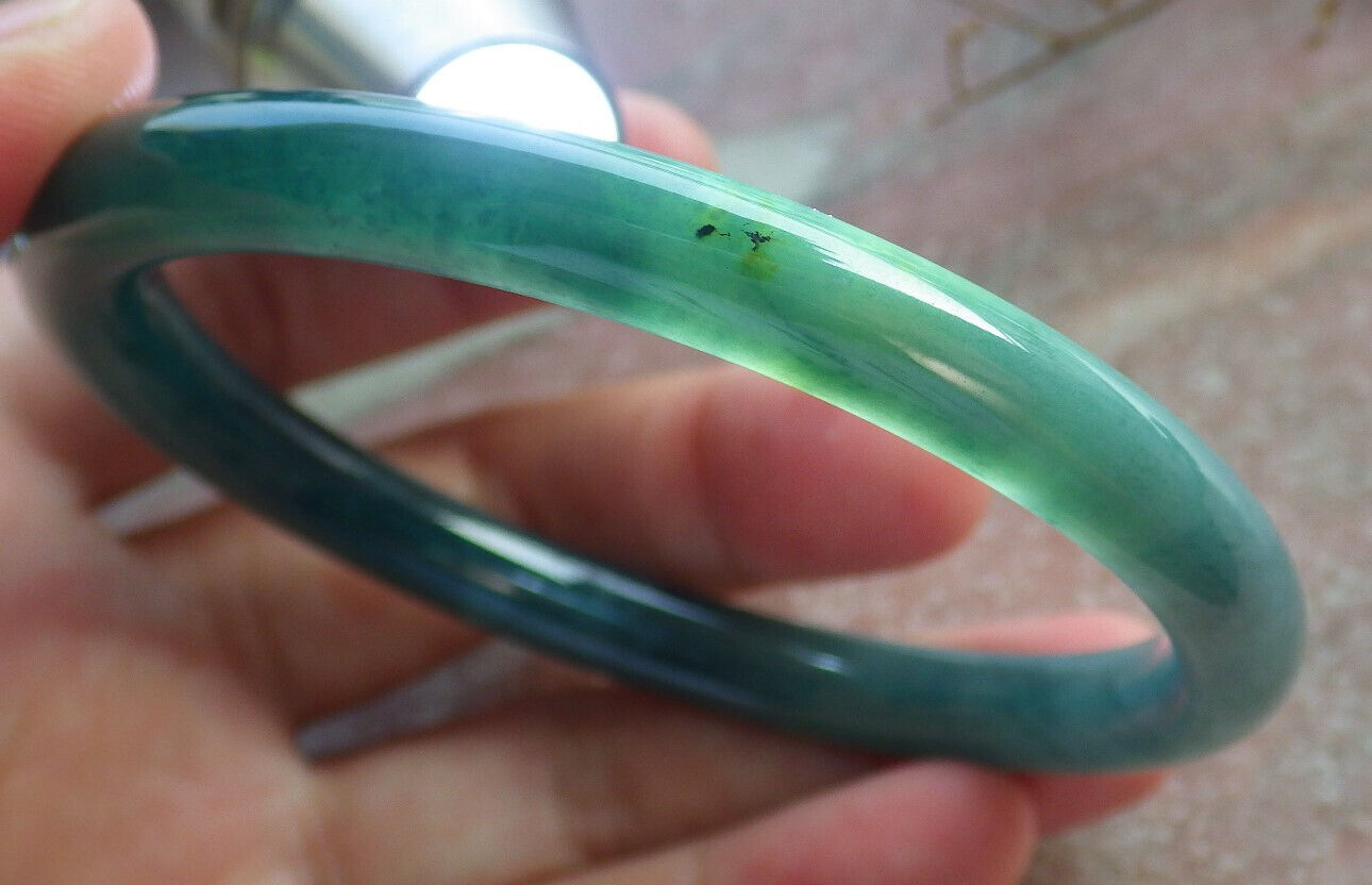 Certified Icy Blue Water Burma 100% Natural A JADE Jadeite Circle Bangle Bracelet 59 mm 手镯 633761  TN